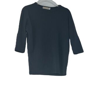 Tottini Girls Navy Blue Ribbed Lightweight Casual 3/4 Sleeve Top Size 5